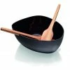 Promo 👏 Philippi Boat Salatschale Mit Besteck - 20x27 Cm - Höhe 9,5 Cm - Schwarz/natur 🔔