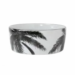 New 🧨 HK Living Bold & Basic Ceramics Palms Porzellan-Schüssel - Ø 14,5 Cm - Höhe 6 Cm - White/black ✨