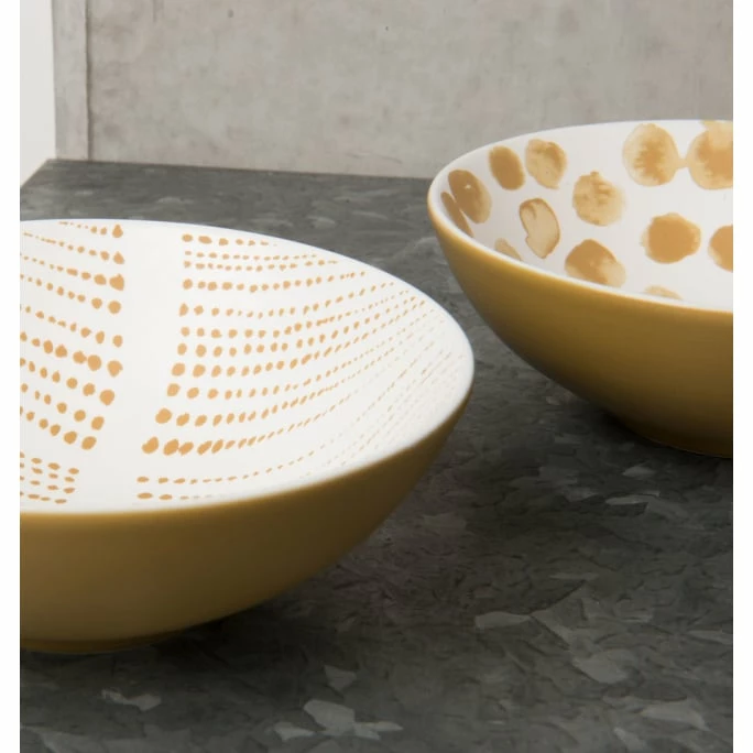 Outlet 😍 Urban Nature Culture Ruka Stripes Schale - Ø13 Cm - Höhe 4 Cm - White-mustard ⭐ 4 Outlet 😍 Urban Nature Culture Ruka Stripes Schale - Ø13 Cm - Höhe 4 Cm - White-mustard ⭐ - Image 2