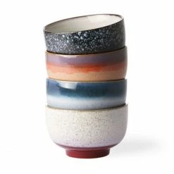 Best deal 👍 HK Living 70's Ceramic Bowls Keramikschüssel - 4er Set - 13,5x13,5x8 Cm - Multicolour 👏