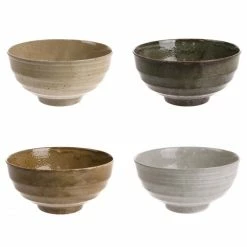 Best Pirce 😀 HK Living Japanese Ceramic Nudel-Schale Im 4er-Set - 4 Schalen à Ø 16,8 Cm - Multicolour 😍