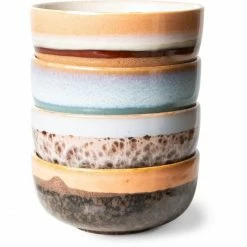Rosendahl-Shop 5 Top 10 💯 HK Living 70's Ceramic Bowls Medium Keramikschalen - 4er Set - 4er-Set: 230 Ml - Ø 11 Cm - 11x11x5 Cm - Multi ✔️